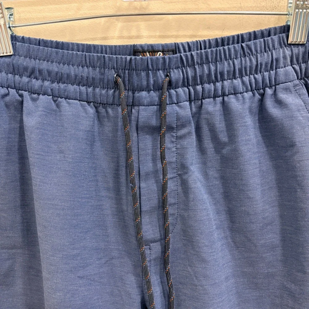 Faherty Mens All Day Short Blue Heathered Elastic Waist Stretch Large Gorpcore